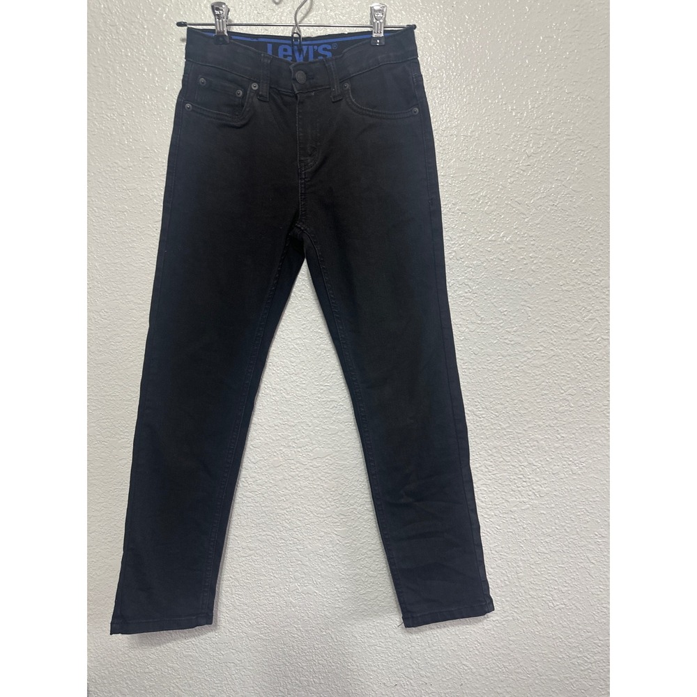 Levis 502 Taper Fit Kids Jeans Black Denim Adjustable Waist Size 10 Reg W25 L26